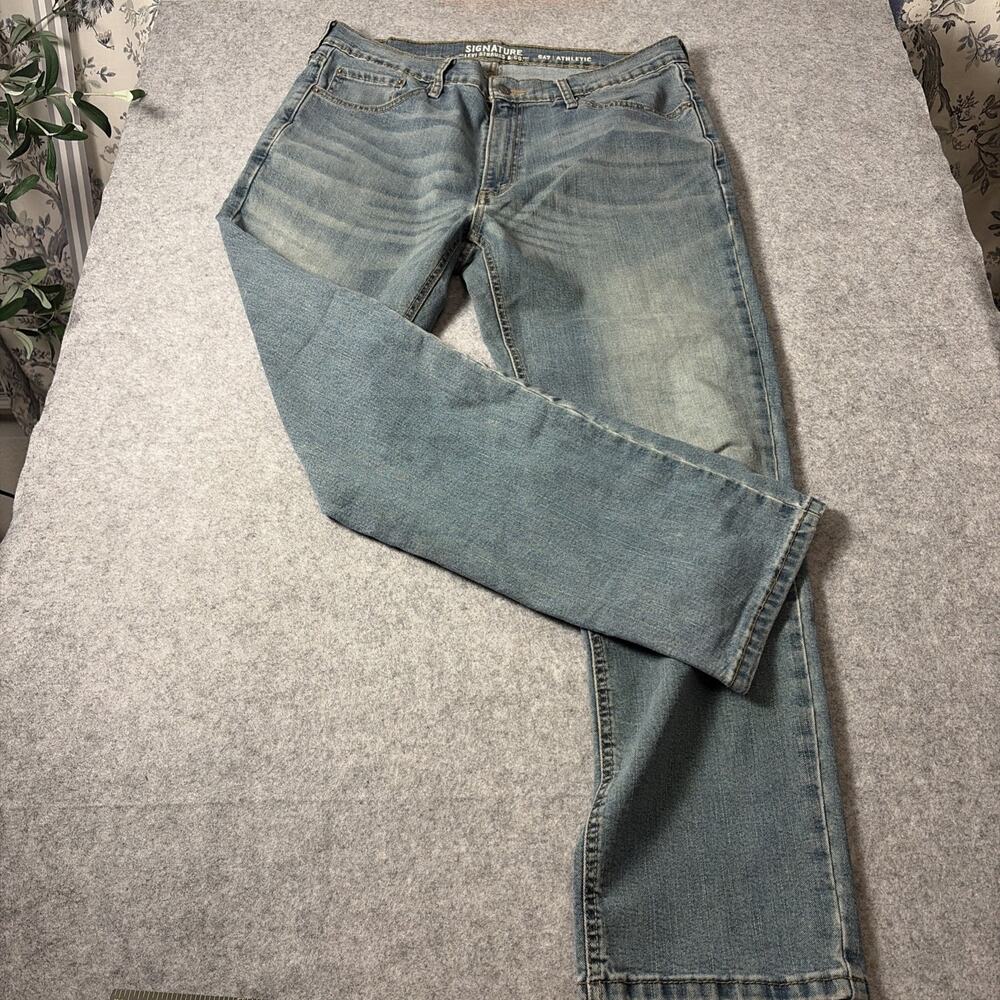Levi Strauss Signature Mens Athletic Fit Jeans Blue Size 36x32